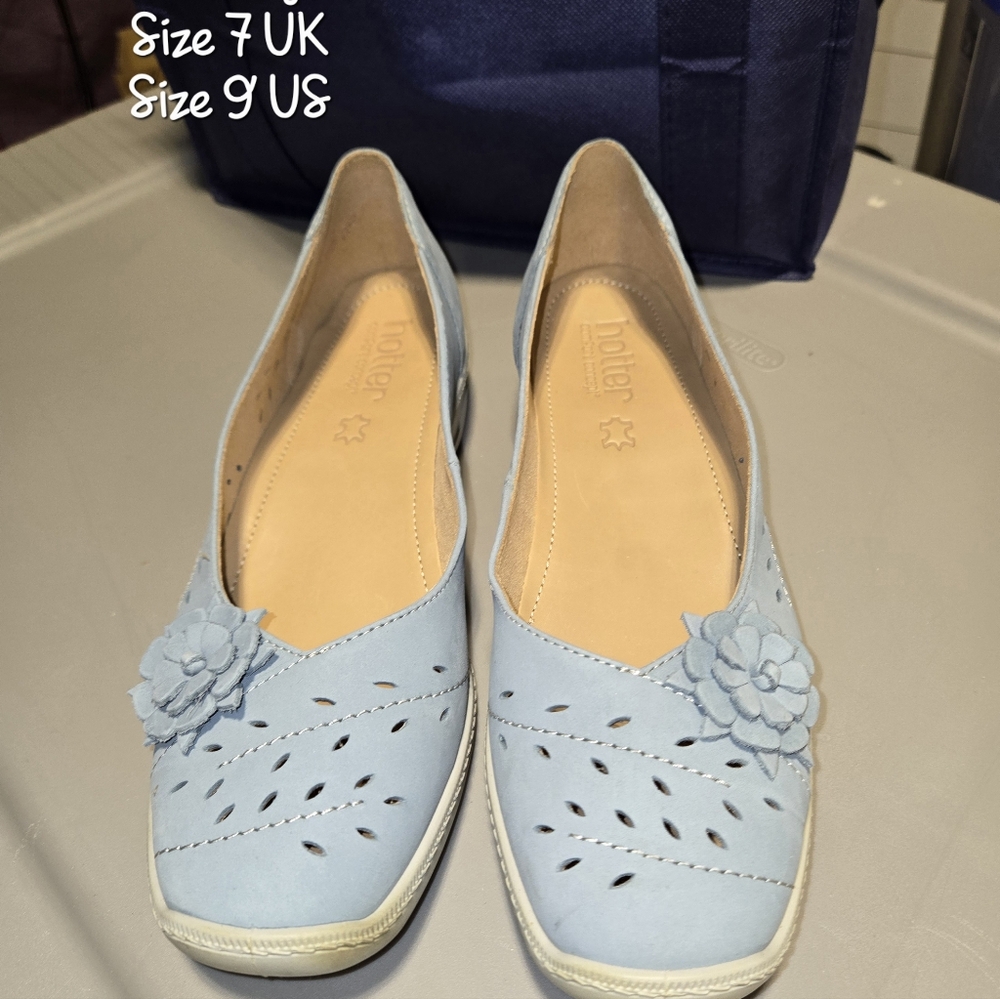 Hotter Powder Blue Suede loafers